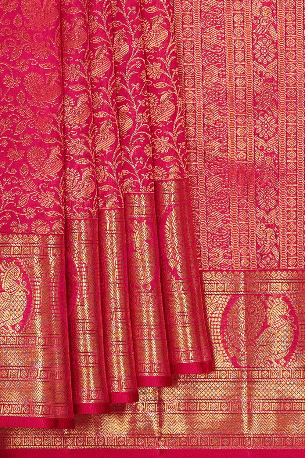 Image of Kanchipattu Rani Pink Brocade Saree